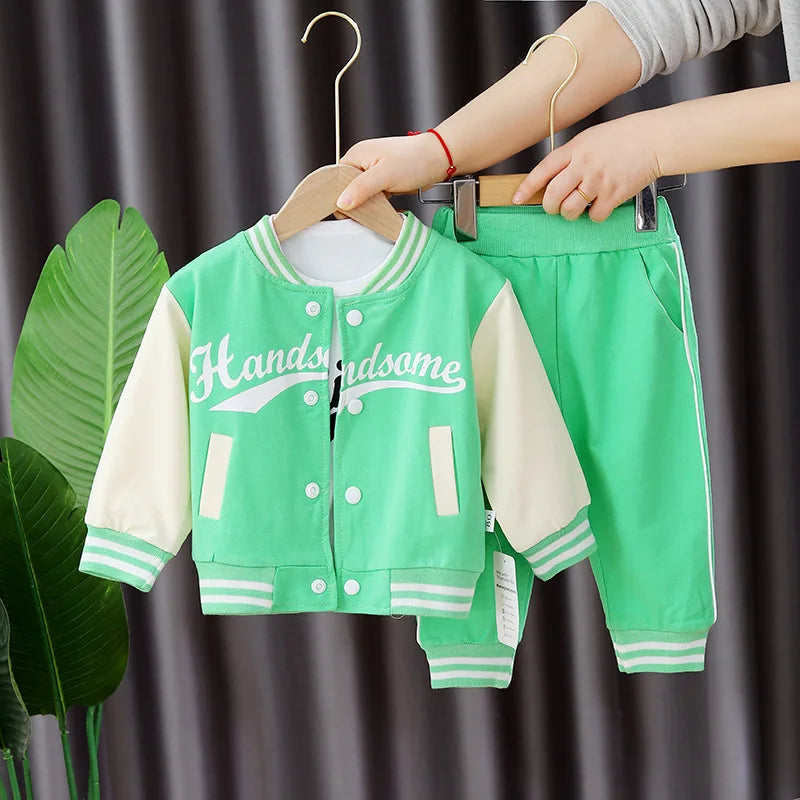 New Kids Baseball Clothing Suit Boys Girls Casual Sports Sets Coat Pants tripartite Spring Autumn Thin Baby Tracksuit Outfits