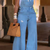 Damen-Jumpsuit in großen Größen, Jeans, Taschen, Overall, Romper, weites Bein, Jeans, schmale Streetwear, lässiger Mode-Jumpsuit für Damen