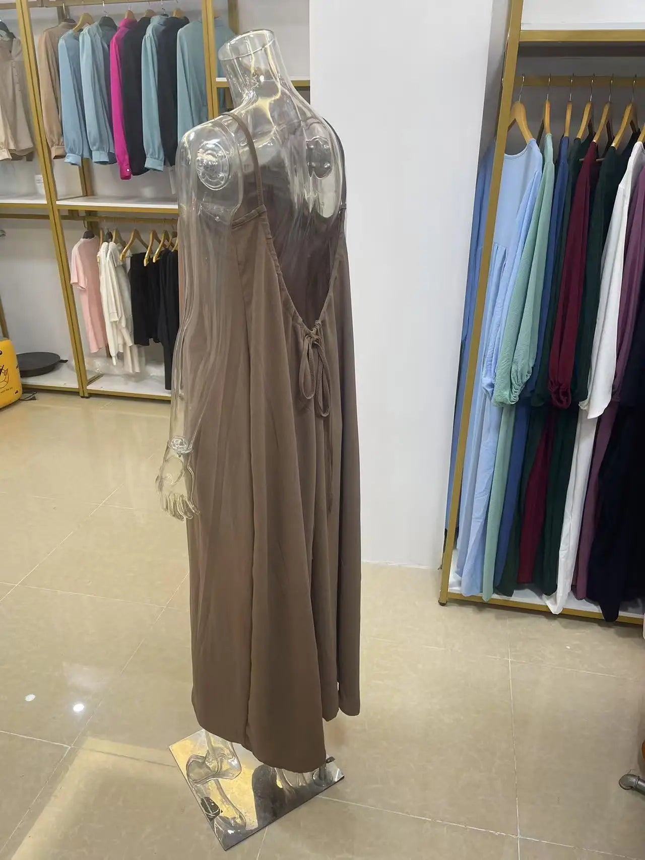 New Arrival Women's Strapless Backless Long Loose Home Dress Comfortable Sleepwear Casual Maxi Dress