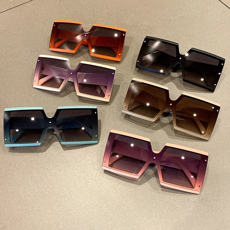 KAMMPT Quadratische Oversize-Sonnenbrille Unisex Trendige Verlaufs-Goggle Luxusmarken-Design Sonnenbrille