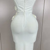 Sexy Fashion White Elegant Strapless Flower Bodycon Long Dress Women Casual Streetwear Club Birthday Party Slim Elegangt Dresses