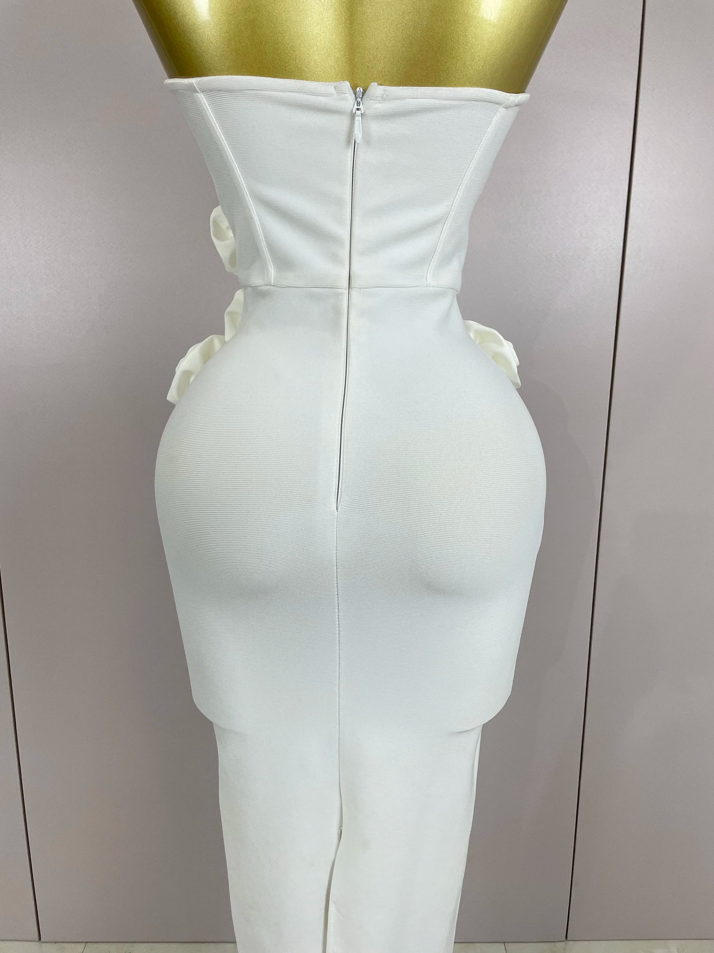 Sexy Fashion White Elegant Strapless Flower Bodycon Long Dress Women Casual Streetwear Club Birthday Party Slim Elegangt Dresses