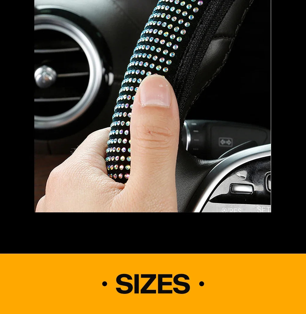 Bling Auto Lenkradabdeckung mit Kristall-Diamant Glitzerndem Auto SUV Strass Lenkradschutz Fahrzeug Auto Dekoration