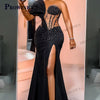 Prowinea Classic Mermaid Prom Dress Crystals Pleat Sweep Train Gala Formal Party Gown Vestidos De Fiesta Customized Plus Size