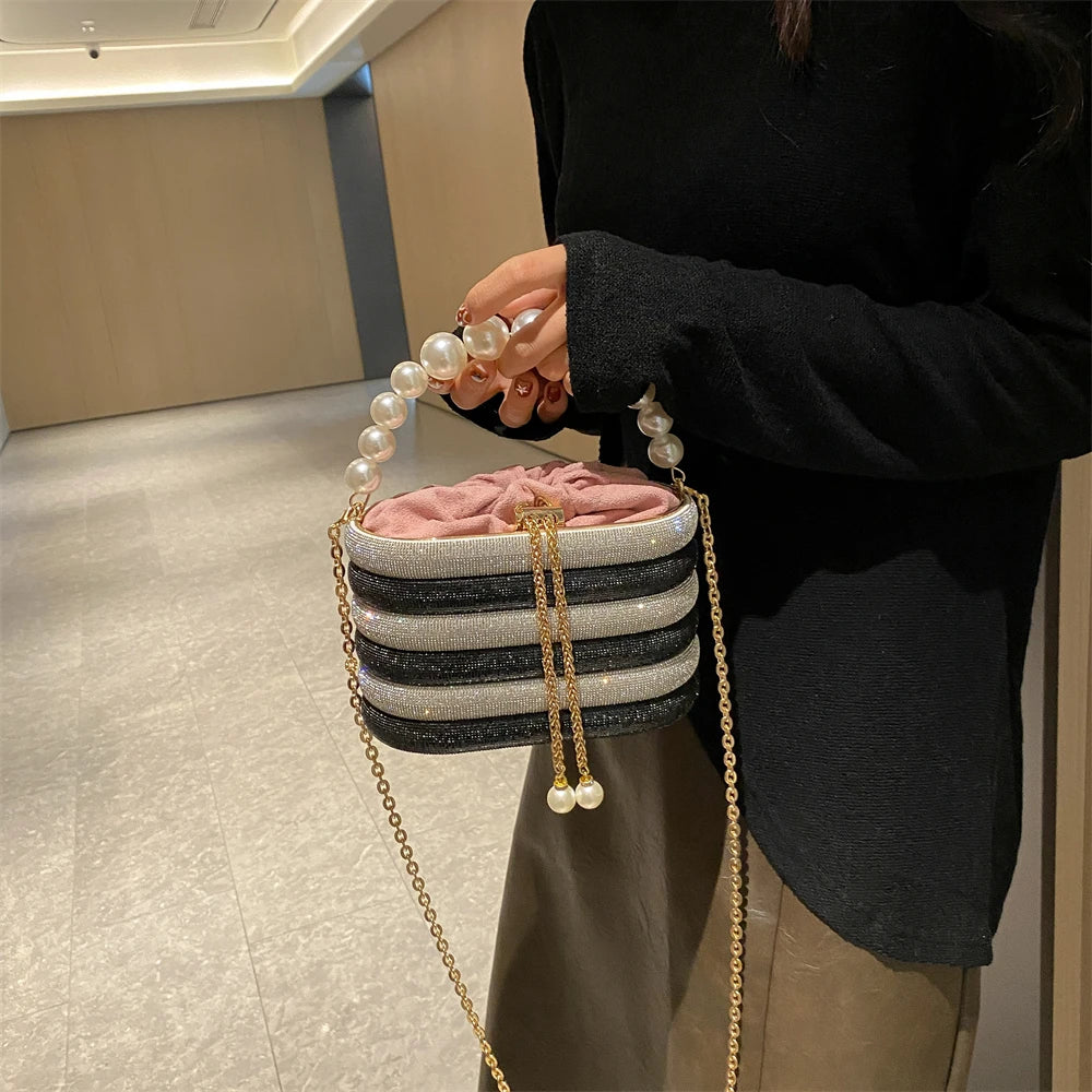 MOODS Luxury Evening Purses For Women Dazzling Pearl Beads Chain Crossbody Bag Dinner Party Clutch 2023 Luxury Designer Handbags