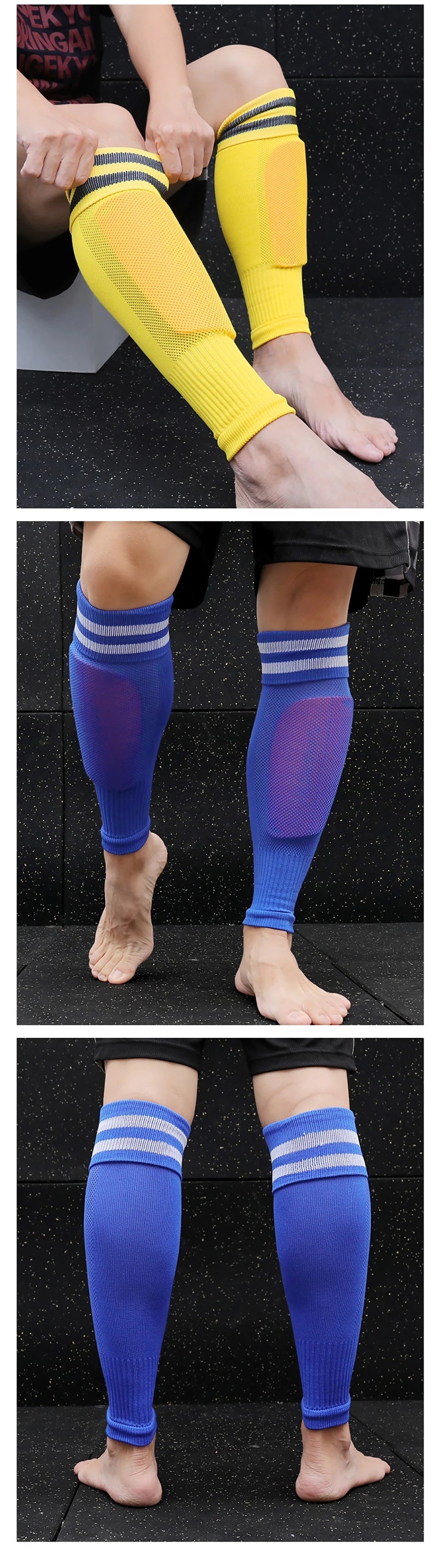 Loogdeel Adult Leg Warmers Elastic Soccer Shin Guard Calf Socks Over Knee Men Sports Compression Protection Long Sleeve Training