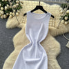 Sexy Backless Knit tassel High Waist Pleated Dress Casual A-line Dress Beach Vestidos Women Evening Party