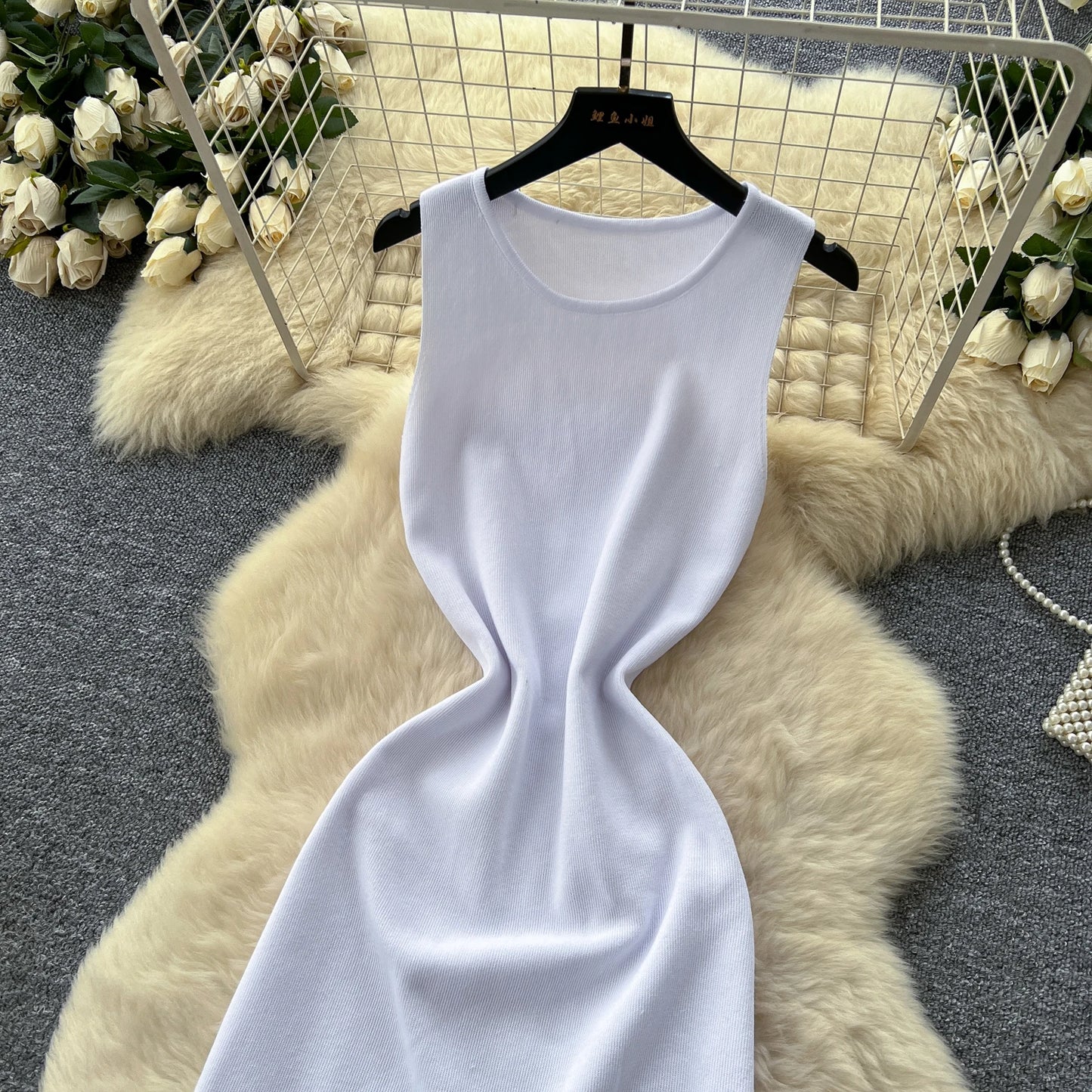 Sexy Backless Knit tassel High Waist Pleated Dress Casual A-line Dress Beach Vestidos Women Evening Party