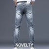 Fashion Printed Jeans Men's Korean Brand Embroidery Badge Pattern Youth Ripped Small Feet Teenagers Cowboy Pencil Pants