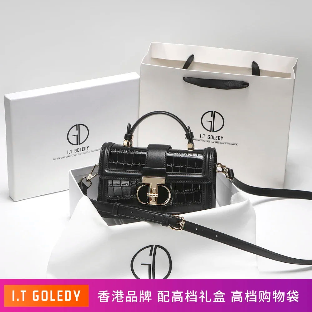 Luxuriöse Designer-Taschen mit hochwertigem Alligator-Prägeleder und zartem Metalldesign, tragbare Umhängetasche für Damen