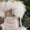 White Purple Women Sexy Strapless Mesh Ruffles 2 Pieces Bodycon Mini Dress See Through Celebrate Nightclub Party Birthday Wear
