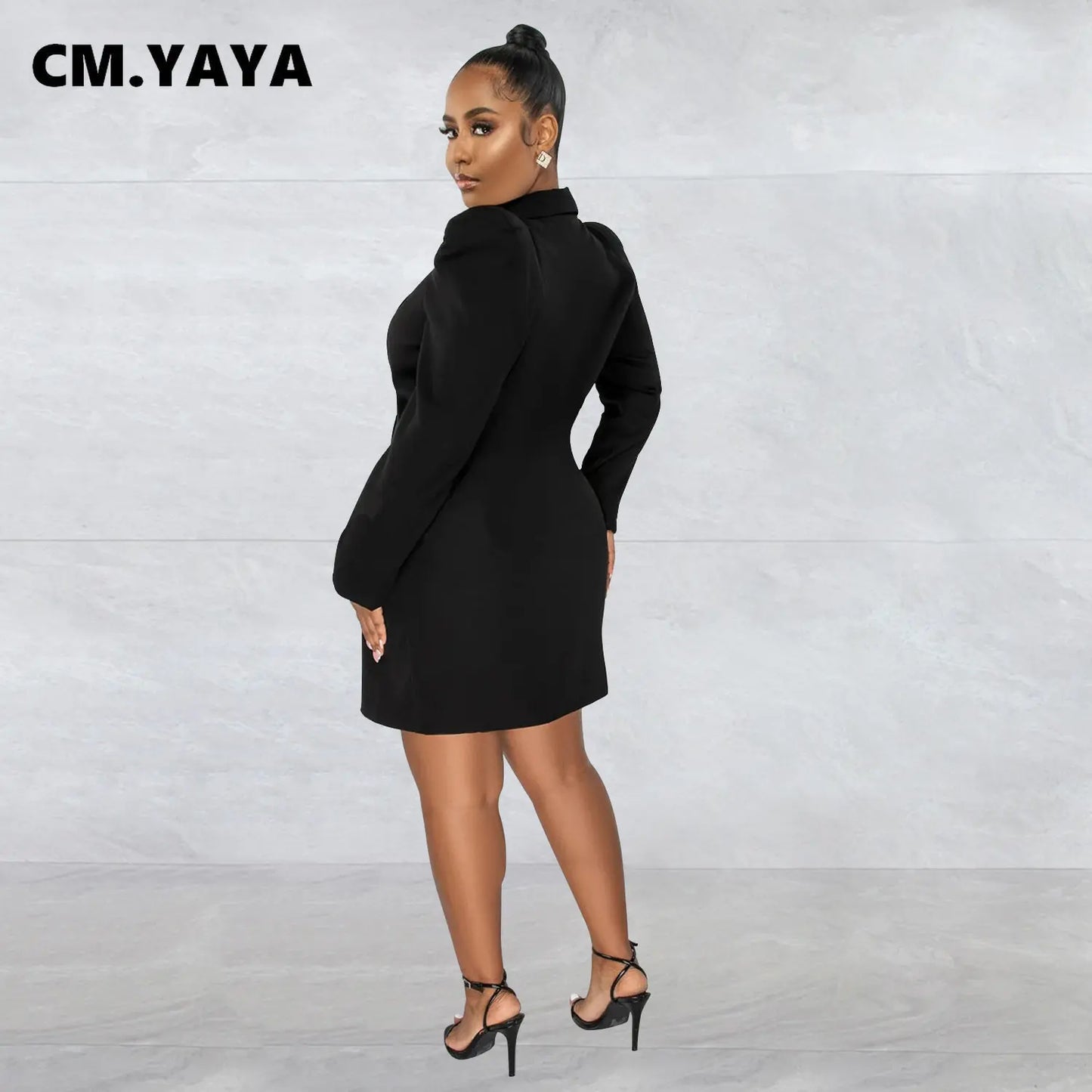 CM.YAYA Elegant Women  Blazer  Women 2022 Autumn Winter Streetwear Robe Femme Blazer Style Bodycon Midi Dress Female Clothing