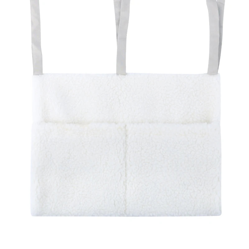 Neuer dicker Plüsch Babybett Hängetasche Tragbare Doppeltaschen Neugeborenen-Bett Spielzeug Organizer Tasche Bettkopfteil Aufbewahrungstasche