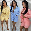 Two Piece Short Sets Women Striped Single Breasted Cardigan Blouses Shorts Elastic Waist Shirt Suit Casual Outwear Summer