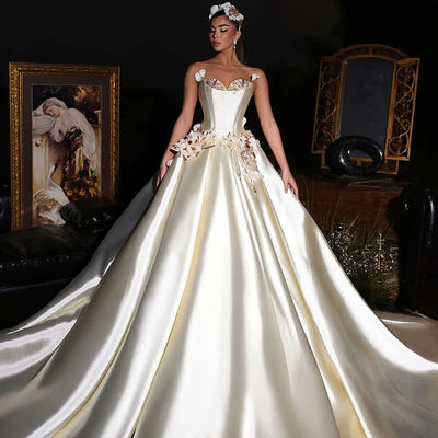Eightree Elegant A-Line Wedding Dresses Sweetheart Princess Appliques Bridal Dress Women Evening Wedding Prom Gowns Customized