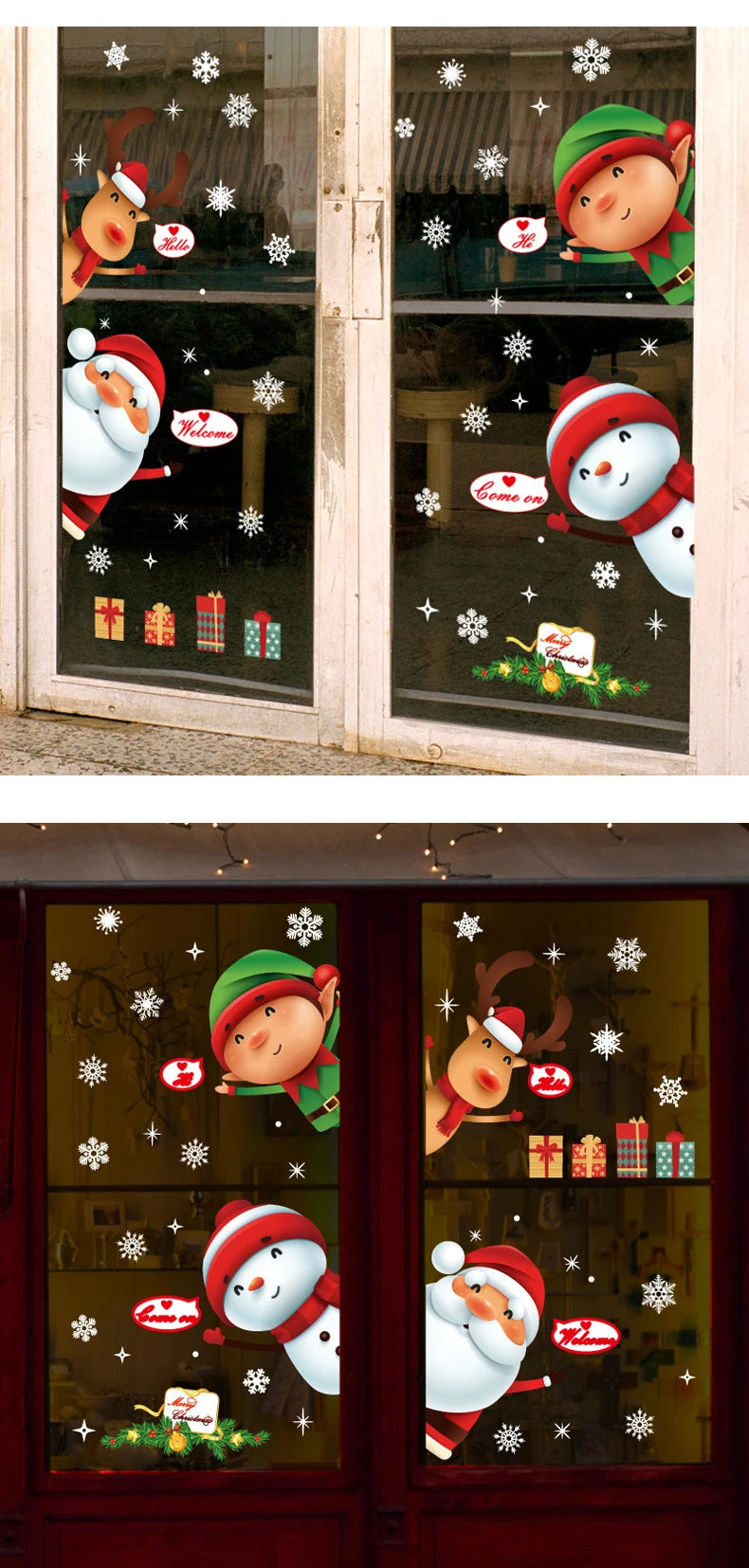 Weihnachtsfensteraufkleber Frohe Weihnachten Dekorationen für Zuhause 2024 Weihnachtsschmuck Xmas Navidad Natal Geschenke Neujahr 2025