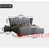 MINGDIBAO Luxuriöses, modernes Polsterbettgestell mit Goldakzenten, Designer-Bett aus echtem Leder, Schlafzimmermöbel in Queen-/King-Size