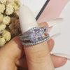 2023 New Luxury Silver Color Luxury Big Wedding Rings Set for Bridal Women Engagement Finger Party Gift Designer Jewelry R4428