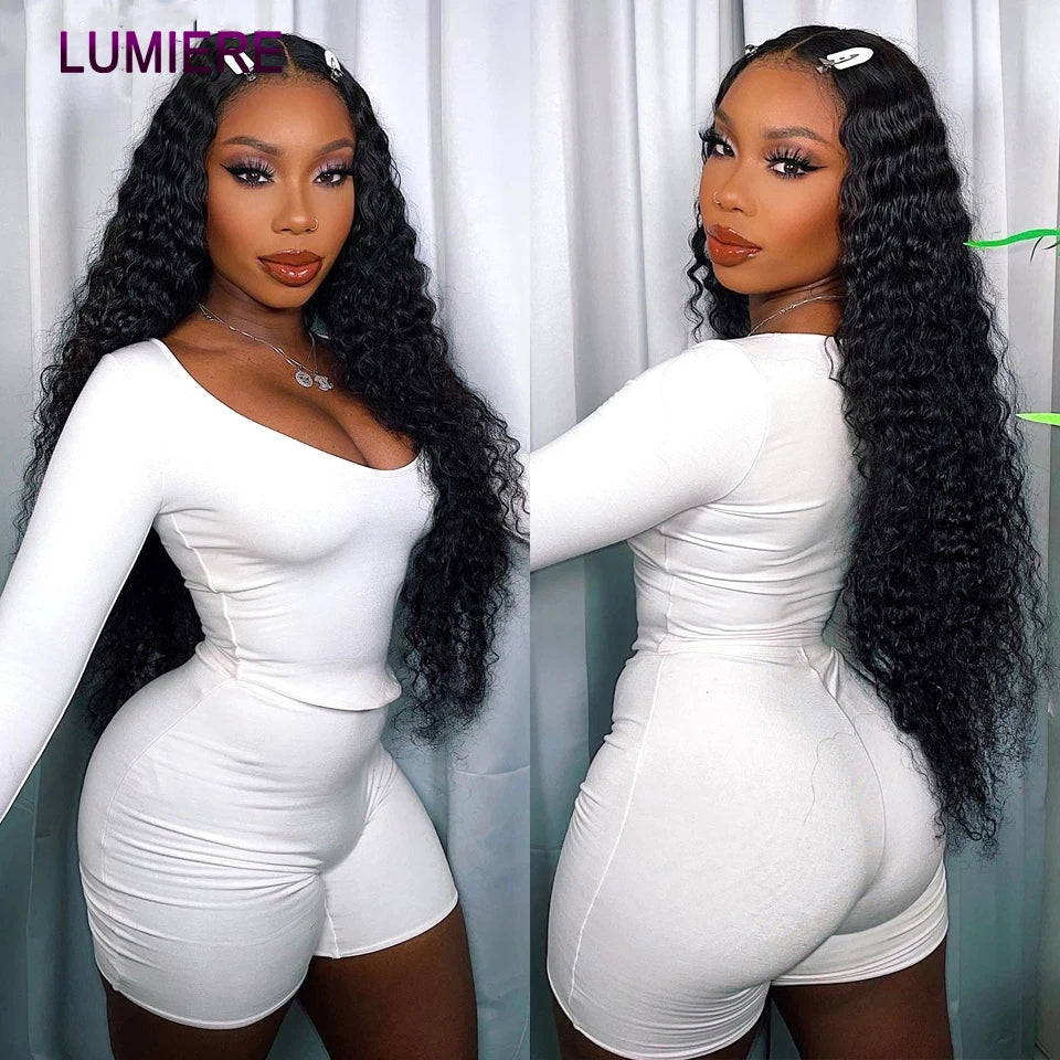Mongolian Afro Kinky Curly Human Hair Bundles With Closure Deep Curly Hair Weave Bundles With Frontal Closure Hair Extensions