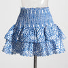 TWOTWINSTYLE Hit Color Print Casual Two Piece Sets For Women Slash Neck Short Sleeve Top High Waist Skirt Summer Set Female New