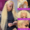 613 Transparente HD-Spitzenfront Echthaarperücke lockig 13x6 Honigblond Deep Wave Full Lace Frontal Perücke Brasilianisch 40 Zoll 250 Dichte