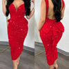 Elegant Dresses for Women Sexy Plunge Ruffle Hem Backless Party Dress 2023 Autumn Summer Spring Fashion Casual