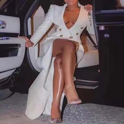 Elegante afrikanische Kleider für Damen, Frühlingsmode, Langarm, V-Ausschnitt, Büro, Party, Abend, Maxikleider, Roben, Afrika-Kleidung