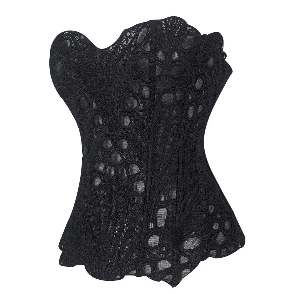 Hollow Out Corset Tops Irregular Hem Fishbone Underbust Top Slim Bandage Shapewear Bustier Korset Costumes Evening Party Corset