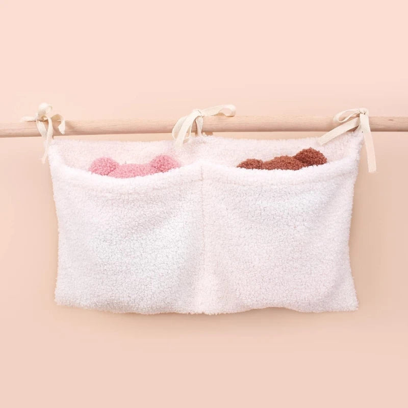 Neuer dicker Plüsch Babybett Hängetasche Tragbare Doppeltaschen Neugeborenen-Bett Spielzeug Organizer Tasche Bettkopfteil Aufbewahrungstasche