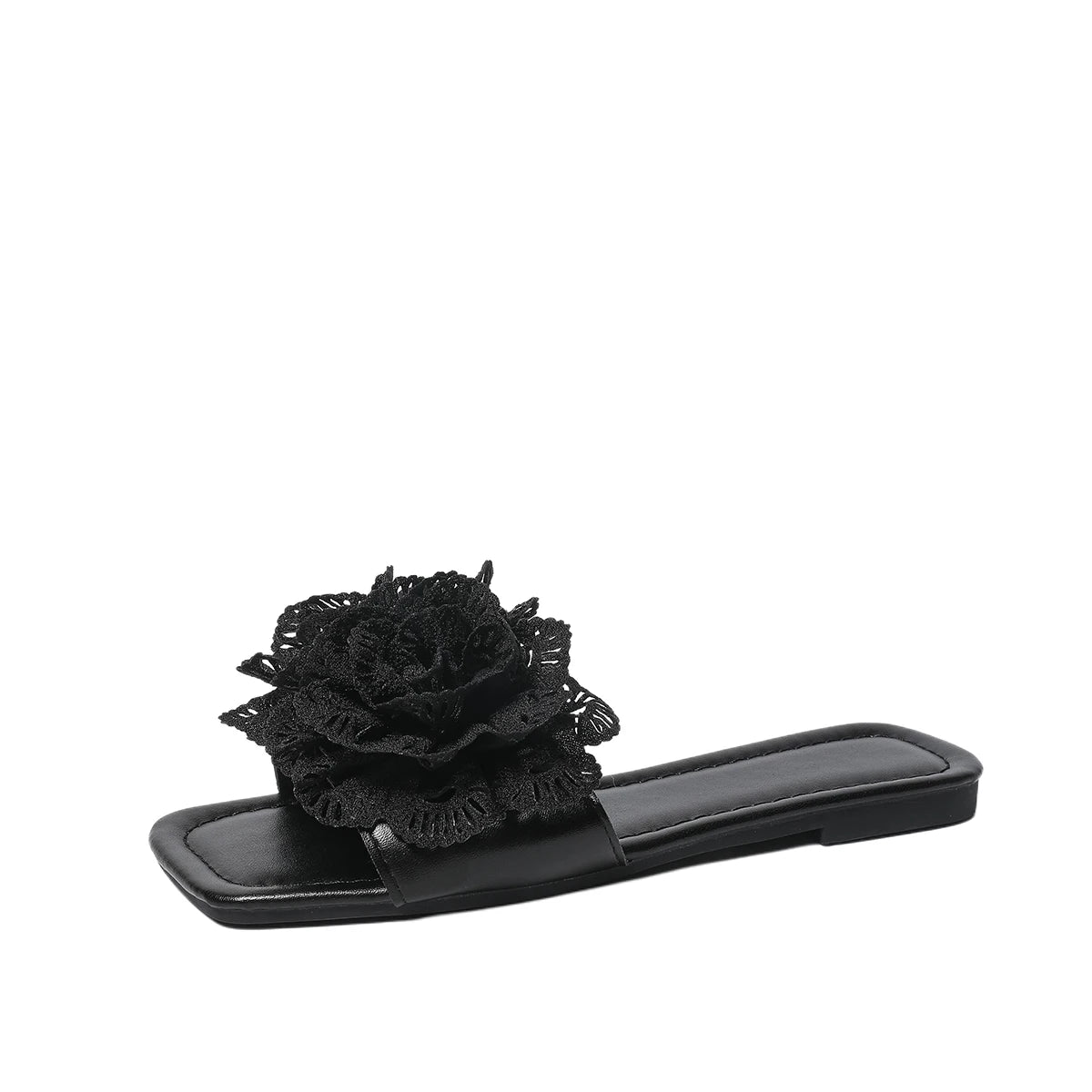Fashion New Women'S Sandals Square Toe Flat Shoes Summer Simple Flip Flops Women'S Home Slippers Women'S Beach Shoes Casual Shoe