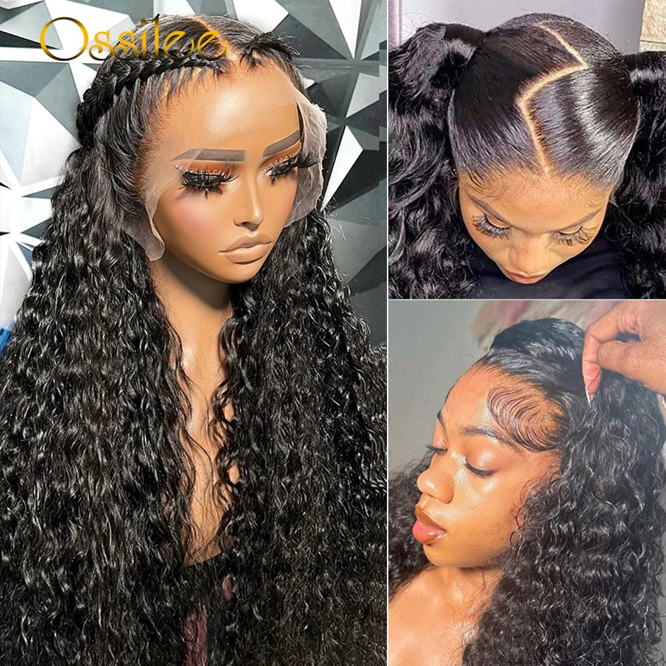 360 Lace Front Perücke Echthaar Wasserwelle Invisi Strap Bequemer Sitz 360 Transparente Lace Frontal Perücken Vorgestanzte Lace Perücke Gebleichte Knoten