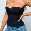 Hollow Out Corset Tops Irregular Hem Fishbone Underbust Top Slim Bandage Shapewear Bustier Korset Costumes Evening Party Corset