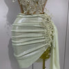 STOCK Luxury Shining Pearls Sexy Asymmetrical Skirt 2 PCS Set 2025 Women Evening Birthday Party Stage Dancer Performance Costume