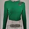 Autumn Winter Ribber Knitted T Shirts Women Green Spring Cut Out White Basic Long Sleeve Crop Tops Casual Tees