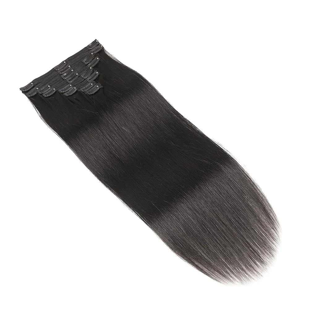 Seamless Clip ins Extensions Human Hair Straight Brazilian Remy Real Natural Hair 8Pcs 120G/Set Clip on Human Hair Extensions