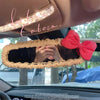 Samt Retro Rote Schleife Auto Rückspiegel Abdeckung Universal Stretch Weich Plüsch Auto Interieur Rückspiegel Gehäuse Dekor Zubehör Frauen