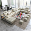 MINGDIBAO Nordische Stoff-Sofagarnitur mit Bluetooth-Lautsprecher & USB – Modernes Modulares Wohnzimmer-Sofa, Großes U-förmiges Ecksofa aus Stoff