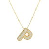 Cubic Zirconia Gold Plated  Bubble Alphabet Letter Necklace Monogram Necklace Balloon Initial Necklace Gifts for Women Girls
