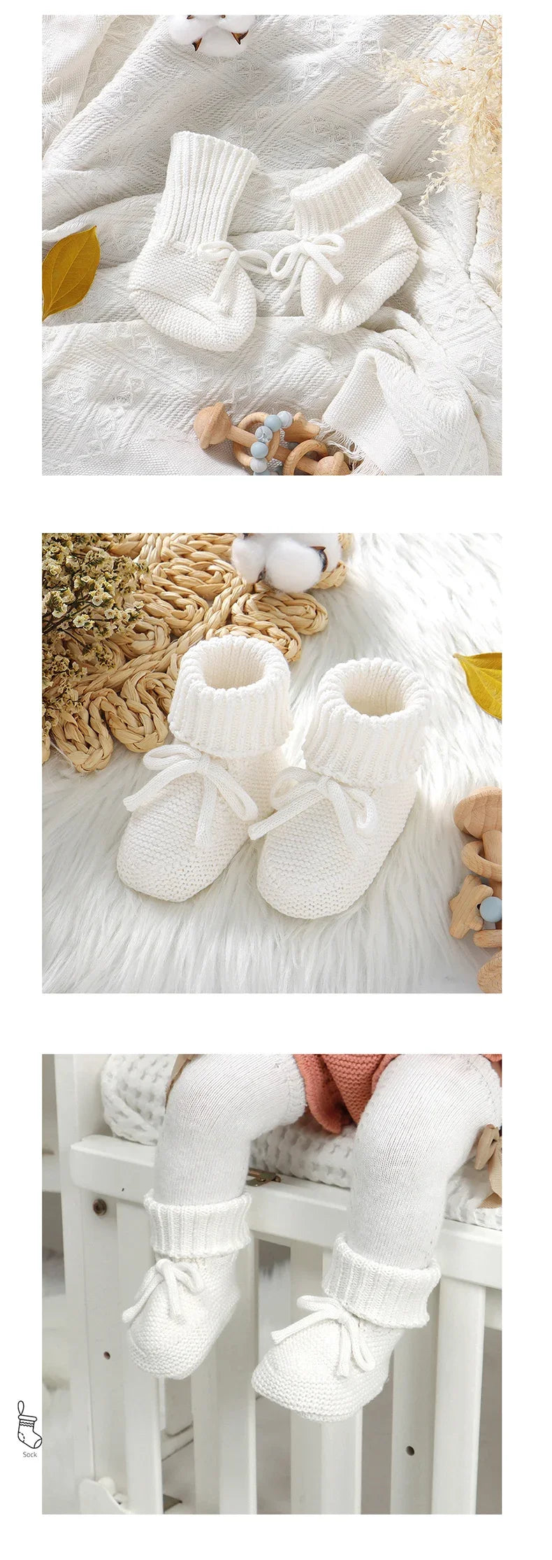 Baby Schuhe Baumwolle Gestrickte Neugeborene Mädchen Jungen Stiefel Mode Einfarbig Warme Kleinkind Kind Slip-On Bettschuhe Handgemacht 0-18M Fußbekleidung