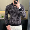 Herbst Winter Samt Strickpullover Herren Langarm Rundhalspullover Slim Fit Business Freizeit Strickwaren Tops Herrenbekleidung