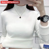 Turtleneck Winter Sweater Women Elegant Thicken Velvet Lined Warm Sueter Knitted Pullover Slim Tops Jersey Knitwear Jumper New