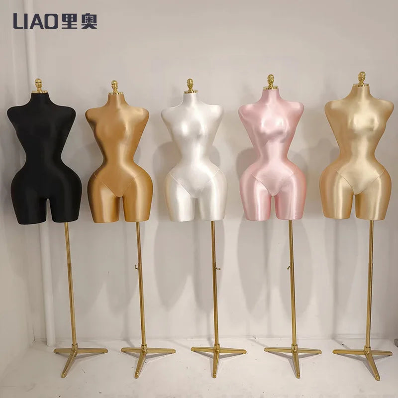 New gold plentiful female mannequins Plus size butt Dress skirt Clothing display pin able Adjustable base