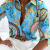 Elegant Women Blouse 2023 Spring and Autumn Temperament Top Long Sleeve Stripe Print Office Slim Fit Pocket Shirt