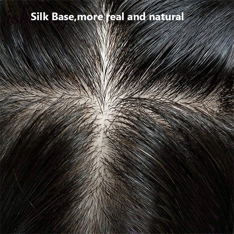 Silk Base Top Women Topper Clip In Real Human Hair Hairpiece Human Hair Extension Thin Breathable Blonde Toppers Hair Women Wig