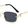 Halbrahmen Eckige Sonnenbrille für Damen Luxusmarke Kleine Metall Retro Rechteckige Schwarze Sonnenbrille Damen Mode Brille