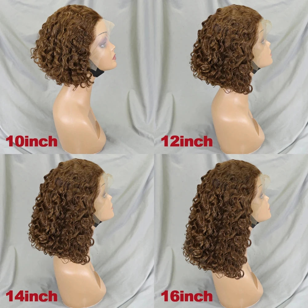 10-16 Inches 200% Density Water Wave Bob Human Hair Wigs  Short Deep Curly Brazilian Remy Human Hair Wigs for Black Women