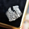 Huitan Trendy Luxury Gold Color Cubic Zirconia Ring for Women Modern Wide Band Finger Ring OL Style Female Jewelry Drop Shipping