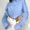 Zadily 2025 Summer Korean Style Long Sleeve White Shirt Women Sexy Button Ladies Crop Tops Blouse Street New In Female Clothing