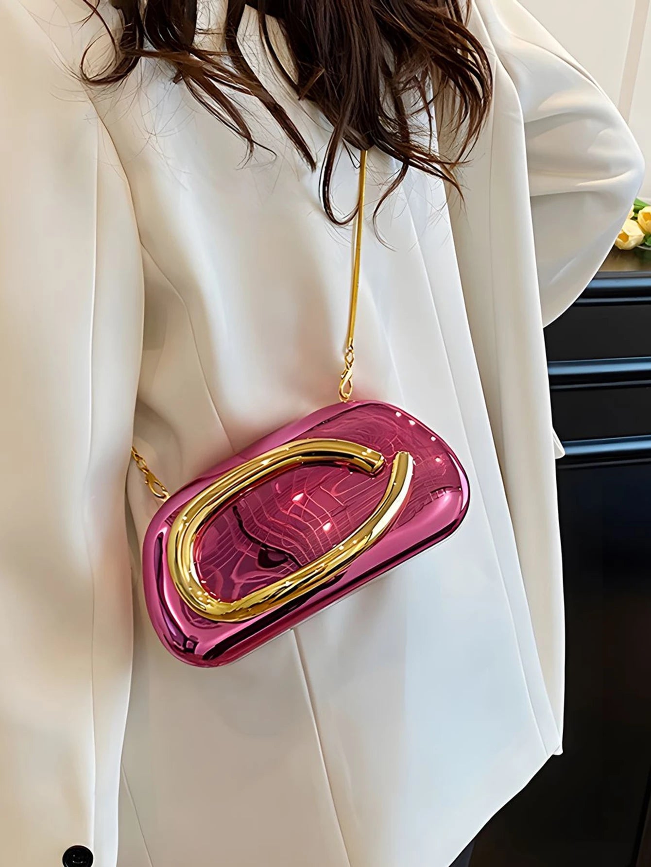 Mode Elegante Metallverschluss Boxförmige Umhängetaschen Damen Abendtaschen Hochzeit Mini Damen Geldbörse Party Niedliche Geldbörse Clutch