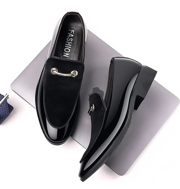 Herren Party Schuhe Schwarz Luxus Herren Formelle Lederschuhe Slipper Lackleder Business Casual Schuhe Loafer Große Größen Zapatos